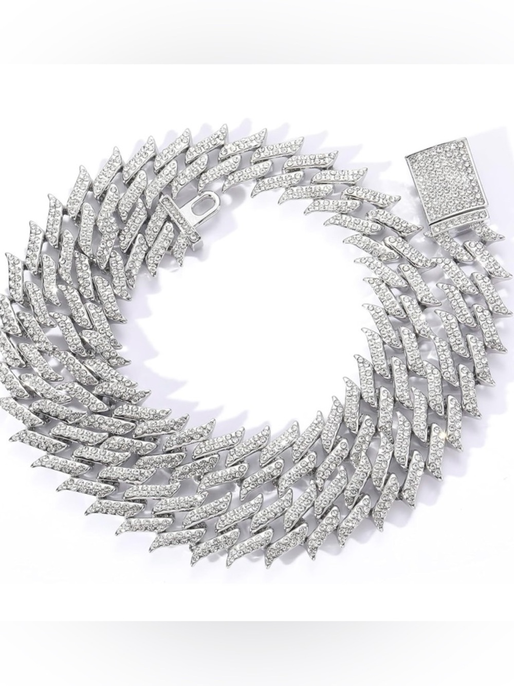 Silver Crystal Pavé Statement Necklace - Women's Jewelry